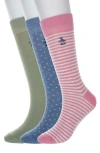 Original Penguin Stripe & Dot 3-pack Assorted Crew Socks