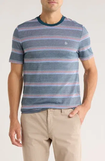 Original Penguin Stripe Bird's Eye Piqué Crewneck T-shirt In Multi