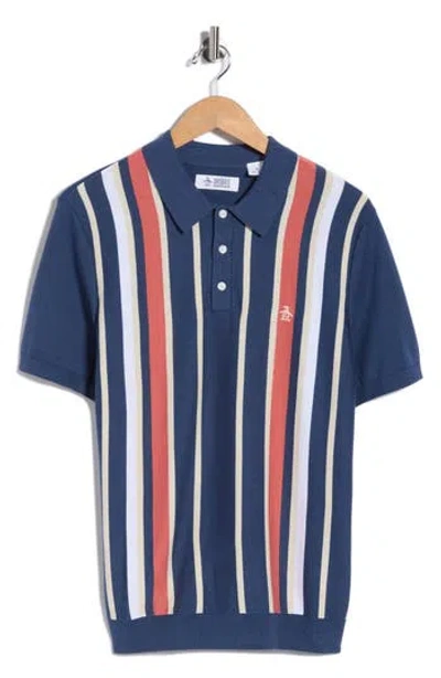 Original Penguin Stripe Cotton Polo Sweater In Multi