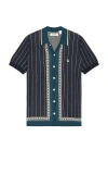 Original Penguin Stripe Jacquard Knitted Shirt In Green