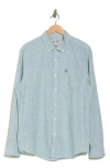 Original Penguin Stripe Stretch Linen & Cotton Button-down Shirt In Antique Green