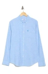 Original Penguin Stripe Stretch Linen & Cotton Button-down Shirt In Ibiza Blue