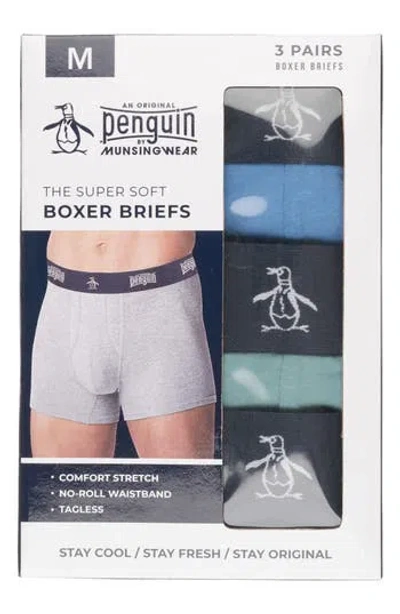 Original Penguin Super Soft 3-pack Boxer Briefs In Gray
