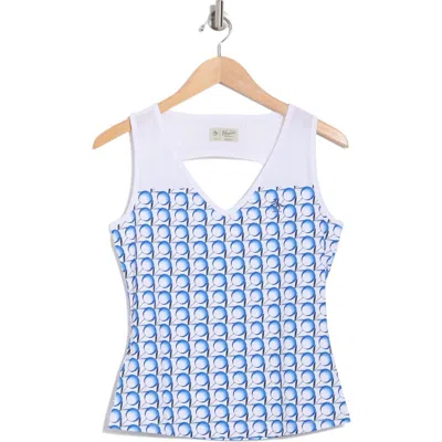 Original Penguin Tennis Print Preformance Tank In Bright White