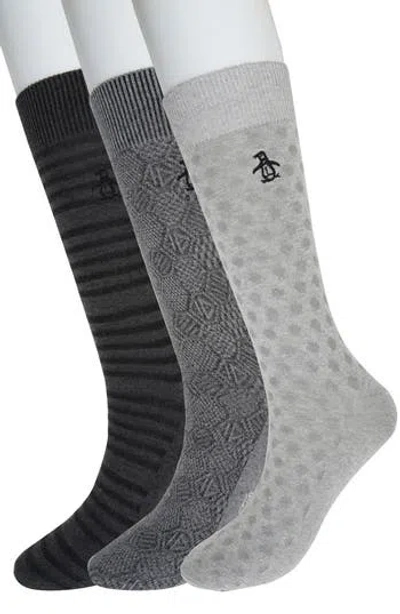 Original Penguin Textured Dot 3-pack Crew Socks In Gray