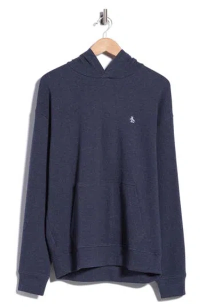 Original Penguin Textured Double Knit Hoodie In Blue