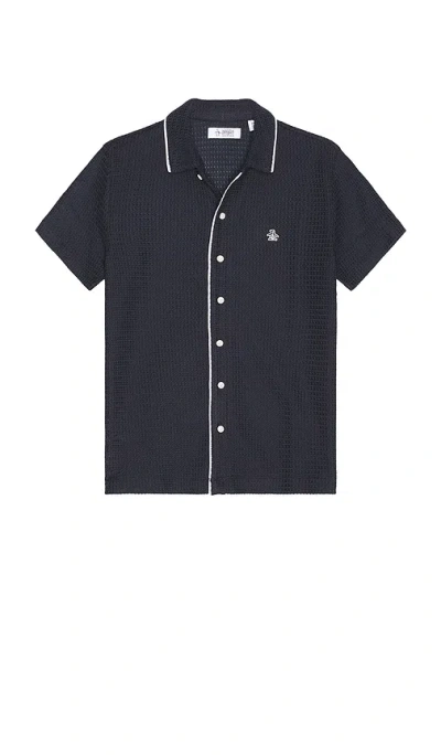 Original Penguin Textured Earl Shirt In 深蓝色