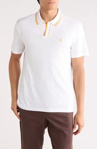 Original Penguin Textured Jacquard Johnny Collar Polo In White