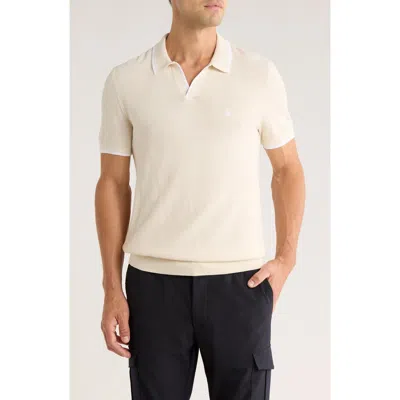 Original Penguin Textured Johnny Collar Cotton Polo In Neutral