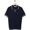Original Penguin Textured Tipped Johnny Collar Polo In Dark Sapphire