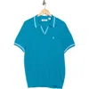 Original Penguin Textured Tipped Johnny Collar Polo In Mosaic Blue