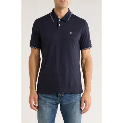 Original Penguin Textured Tipped Polo In Blue