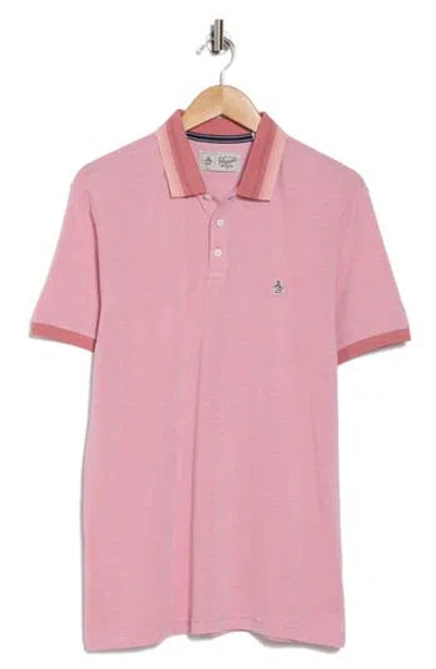 Original Penguin Tipped Cotton Contrast Collar Polo In Dusty Rose
