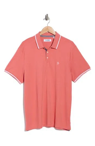 Original Penguin Tipped Cotton Interlock Polo In Pink