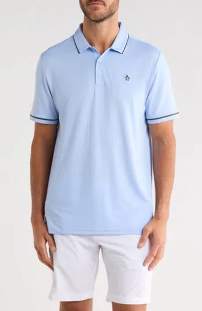 Original Penguin Tipped Knit Polo In Blue