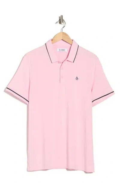 Original Penguin Tipped Knit Polo In Pink