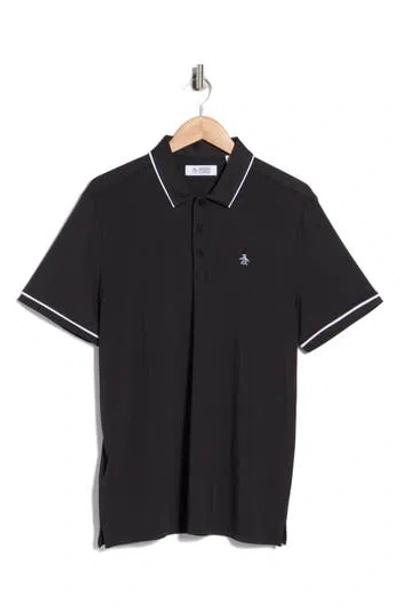 Original Penguin Tipped Knit Polo In Black