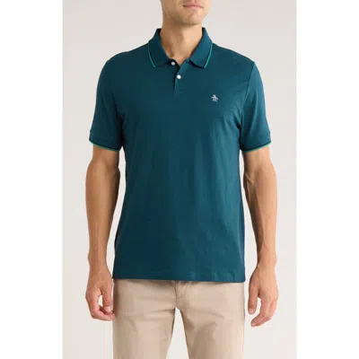Original Penguin Tipped Knit Polo In Blue