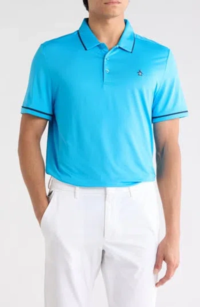 Original Penguin Tipped Knit Polo In Blue