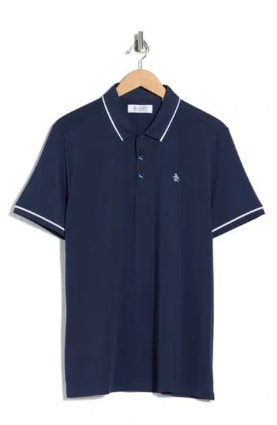 Original Penguin Tipped Knit Polo In Blue