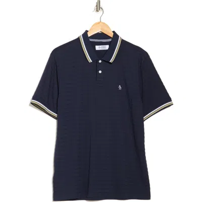 Original Penguin Tipped Slub Polo In Blue
