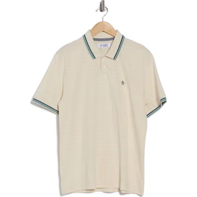 Original Penguin Tipped Slub Polo In Brown