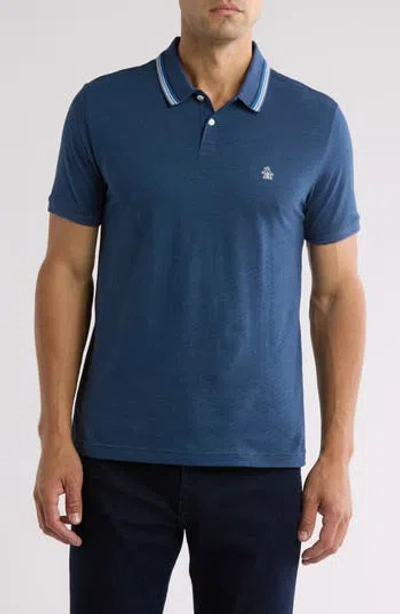 Original Penguin Tipped Slubbed Polo In Sargasso Sea