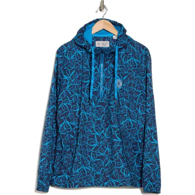 Original Penguin Trademark Quarter Zip Hoodie In Black Iris