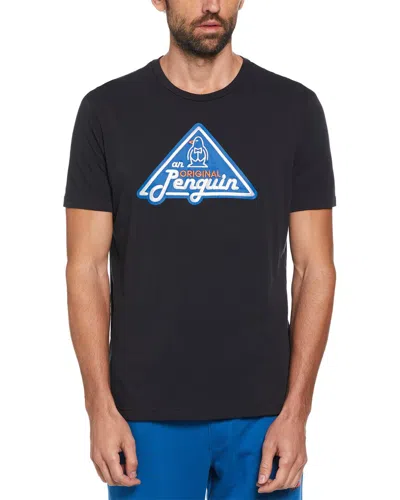 Original Penguin Triangle Logo Graphic Print T-shirt In Black