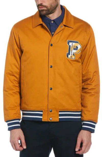 Original Penguin Twill Logo Jacket In Sudan Brown