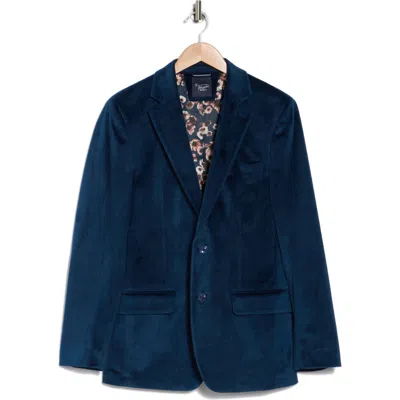 Original Penguin Two-button Velvet Dinner Jacket In Blue Velvet
