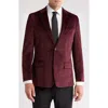 Original Penguin Two-button Velvet Dinner Jacket In Burgundy