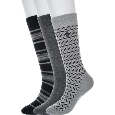 Original Penguin Udall Stripe 3-pack Assorted Crew Socks In Black