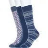 Original Penguin Udall Stripe 3-pack Assorted Crew Socks In True Navy