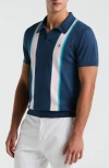 Original Penguin Vertical Stripe Cotton Polo In Blue