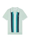 Original Penguin Vertical Stripe Johnny Collar Polo In 烟蓝色