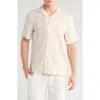Original Penguin Vertical Stripe Linen & Cotton Camp Shirt In Neutral
