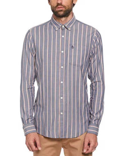 Original Penguin Vertical Stripe Printed Shirt In Blue