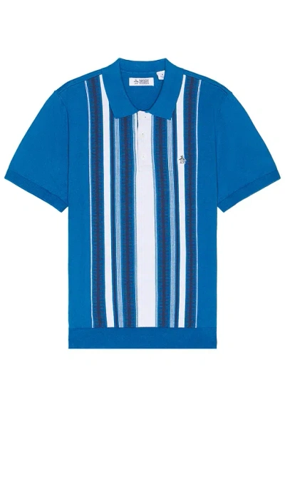 Original Penguin Vertical Stripe Sweater Polo In Blue