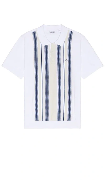 Original Penguin Vertical Stripe Sweater Polo In White