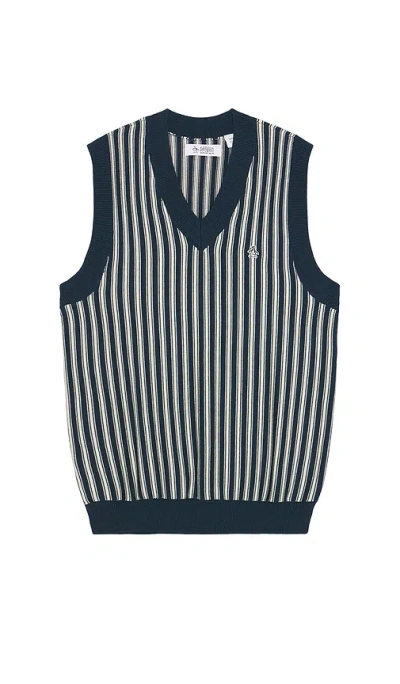 Original Penguin Vertical Stripe Sweater Vest In 蓝色鞋翼 & 青色
