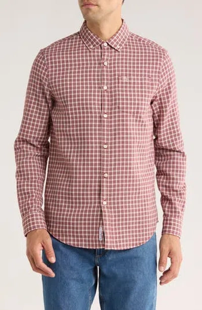 Original Penguin Waffle Check Button-down Shirt In Burgundy