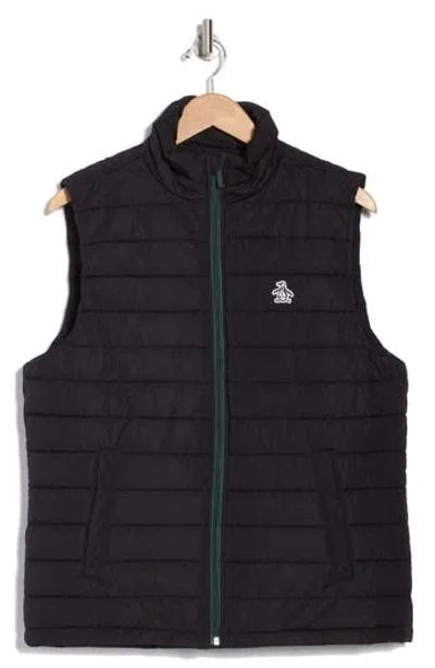 Original Penguin Water Resistant Puffer Vest In True Black