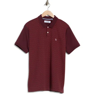 Original Penguin Wavy Jacquard Polo In Brown