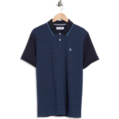 Original Penguin Wavy Jacquard Polo In Blue
