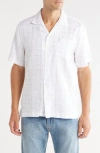 Original Penguin Windowpane Print Button-up Camp Shirt In White