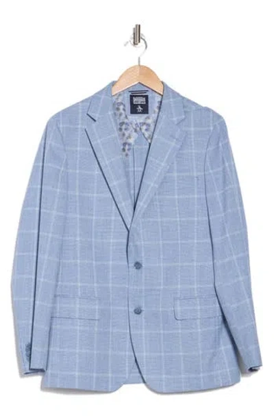 Original Penguin Windowpane Print Notch Lapel Stretch Blazer