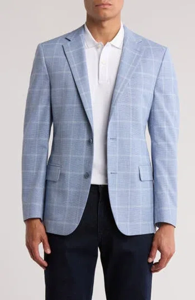 Original Penguin Windowpane Print Notch Lapel Stretch Blazer In Blue