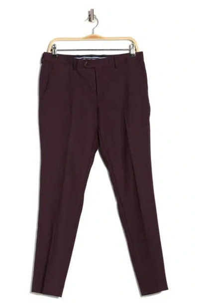 Original Penguin Wool Blend Slim Fit Flat Front Trousers In Burgundy