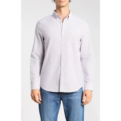 Original Penguin Woven Long Sleeve Stripe Shirt In Gray